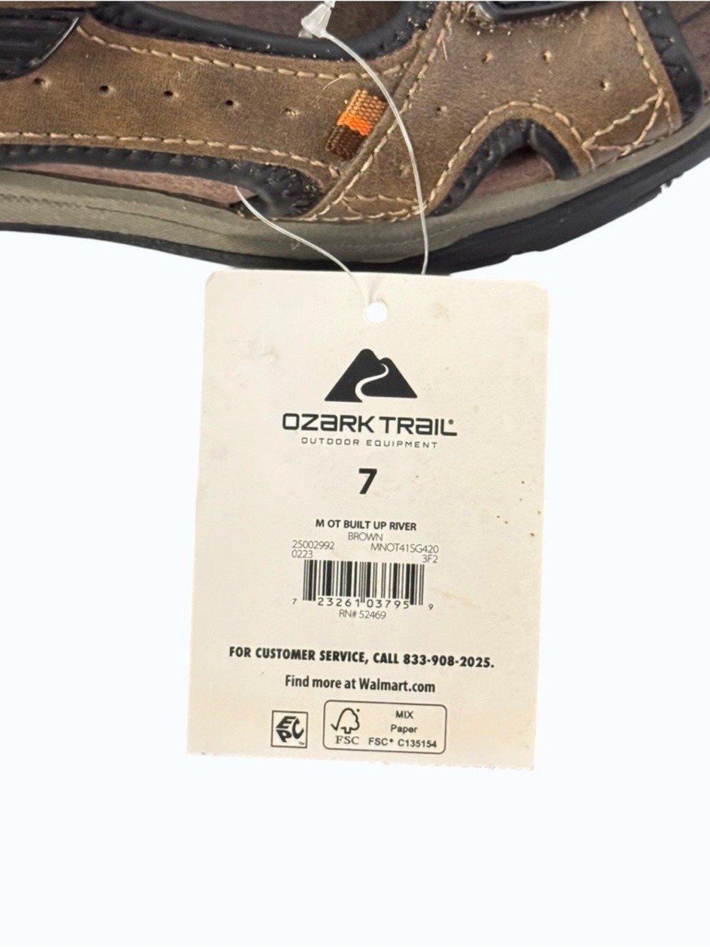 Ozark Trail Brown Sport Terrain Ankle Strap Outdoor Hook-and-Loop Sandals Size 7 - Picture 4 of 12